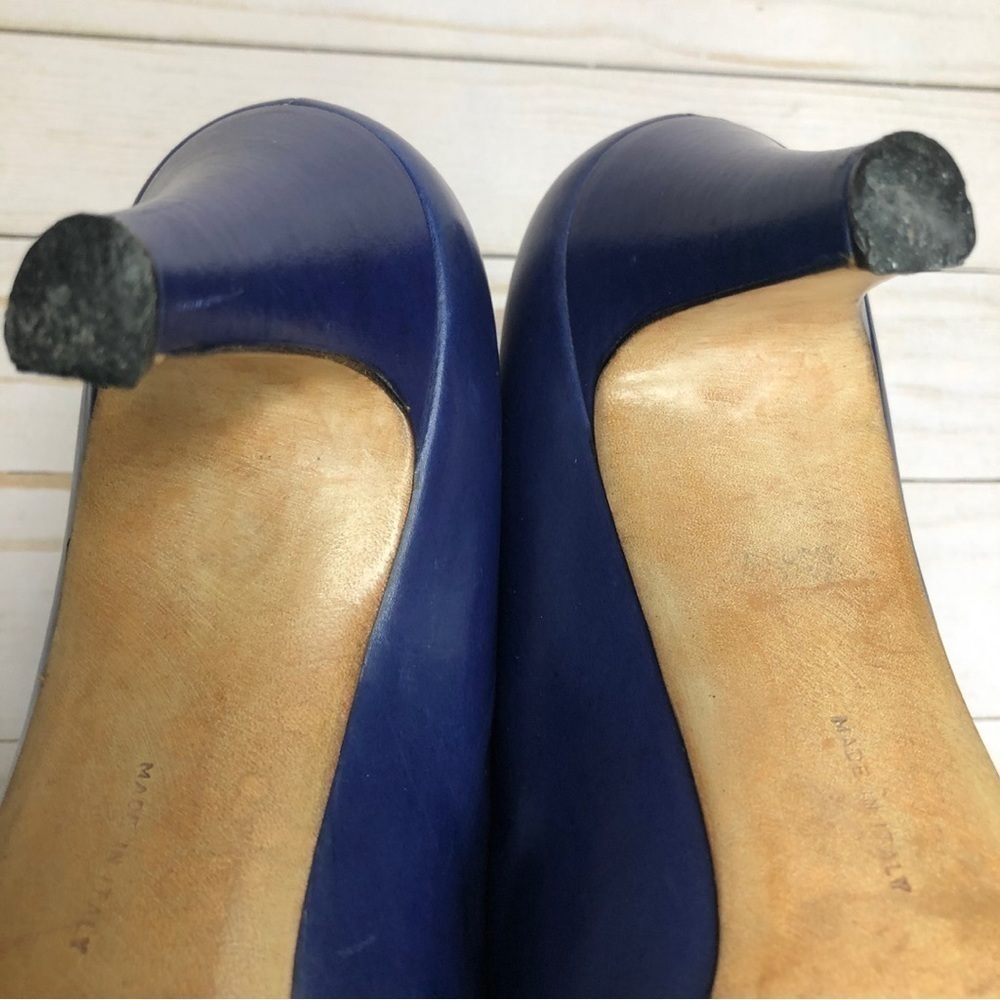 Salvatore Ferragamo Vintage Blue Snake Print Pumps Heels Sz 7.5AAA - Picture 12 of 16